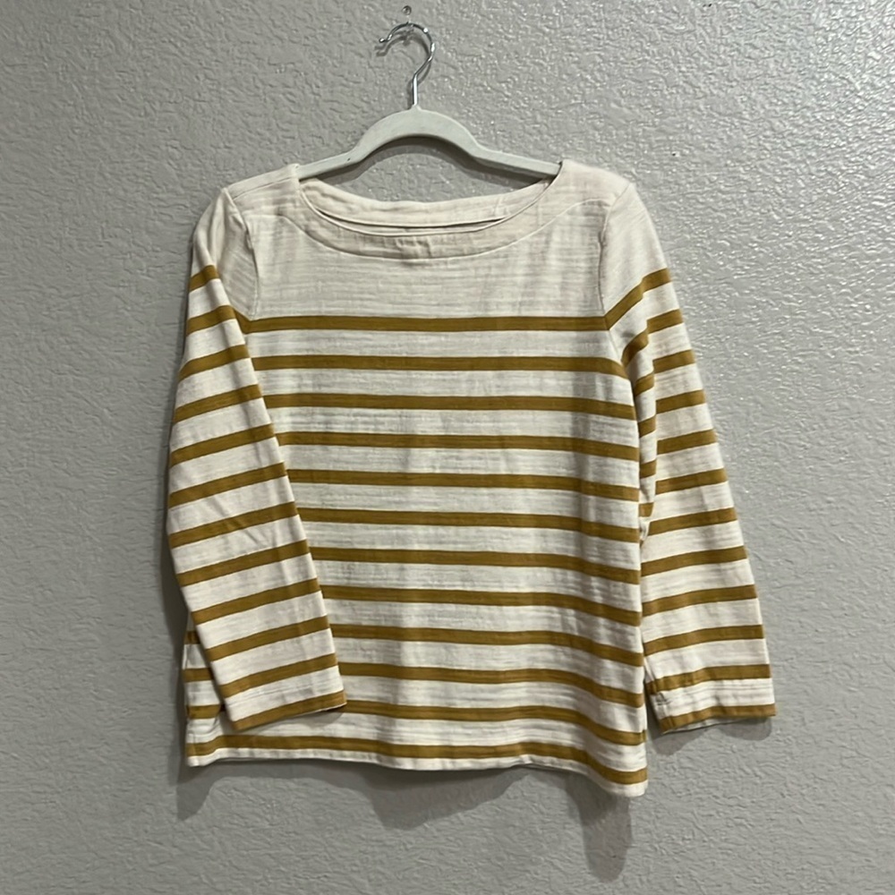 Loft, boho/casual long-sleeve sweatshirt w/ yellow stripes Size M